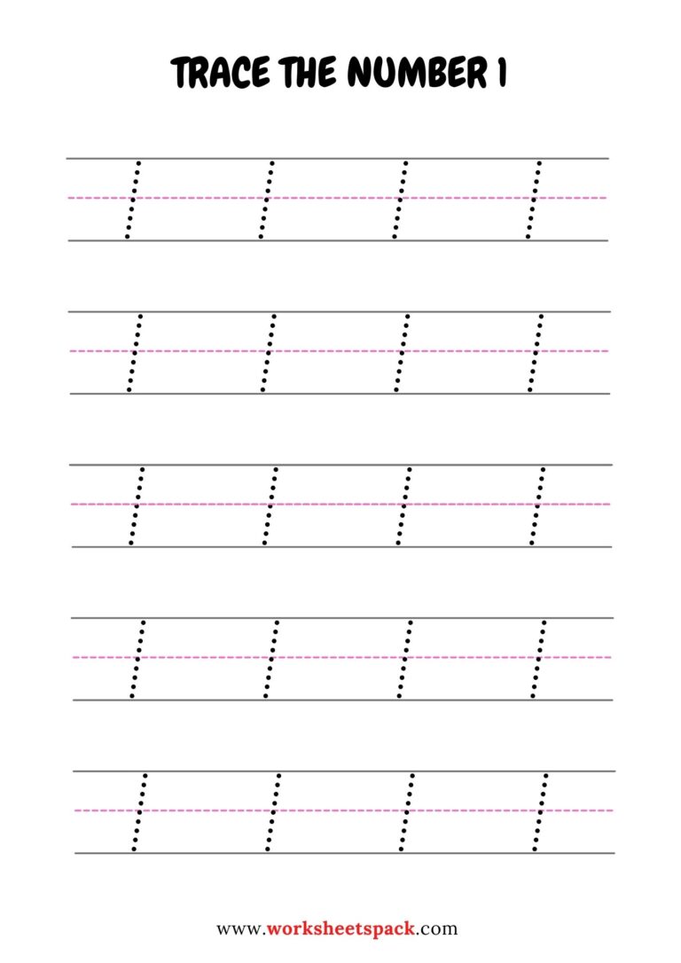 Dotted numbers to trace 1-10 PDF - worksheetspack