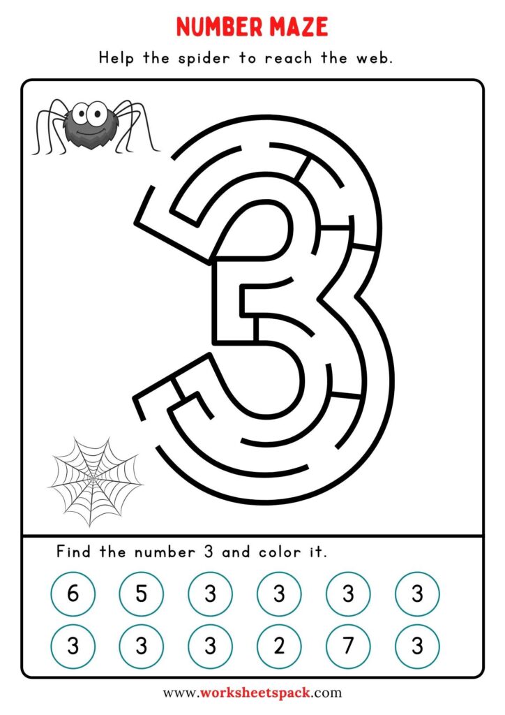 Printable number maze for kids