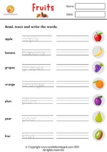 Read Trace and Write Worksheets PDF