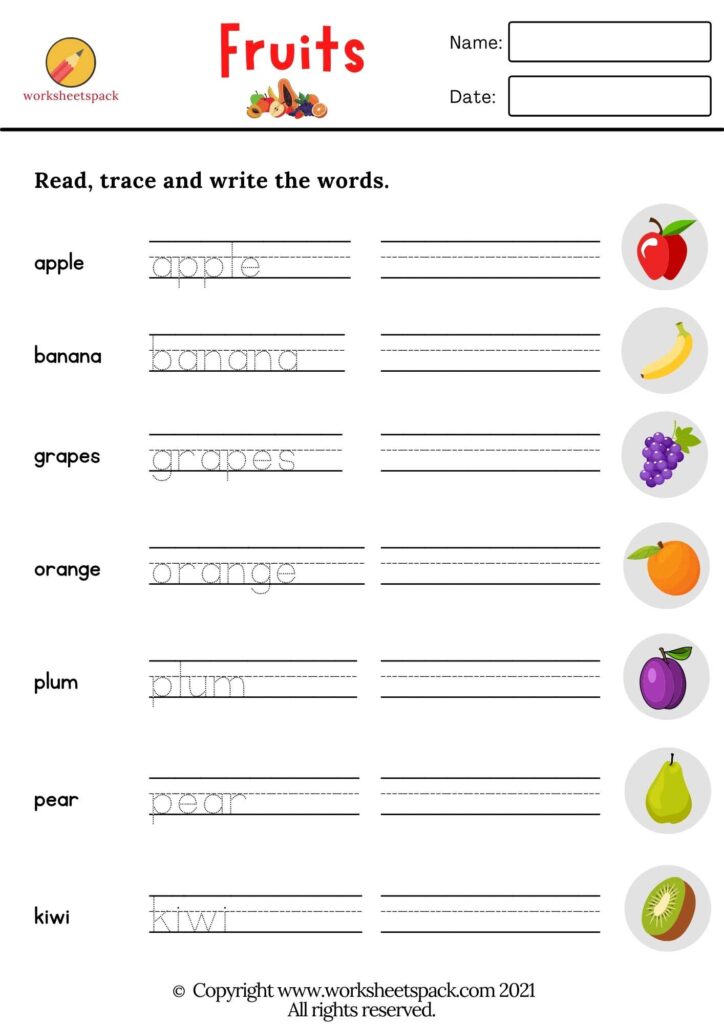 Read Trace and Write Worksheets PDF