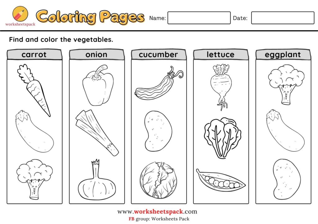 Vegetable coloring pages printable