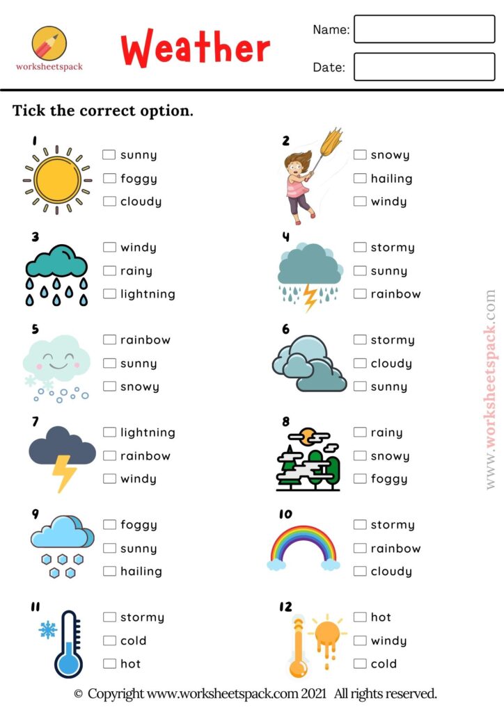 WEATHER PICTURE QUIZ, ESL VOCABULARY TEST