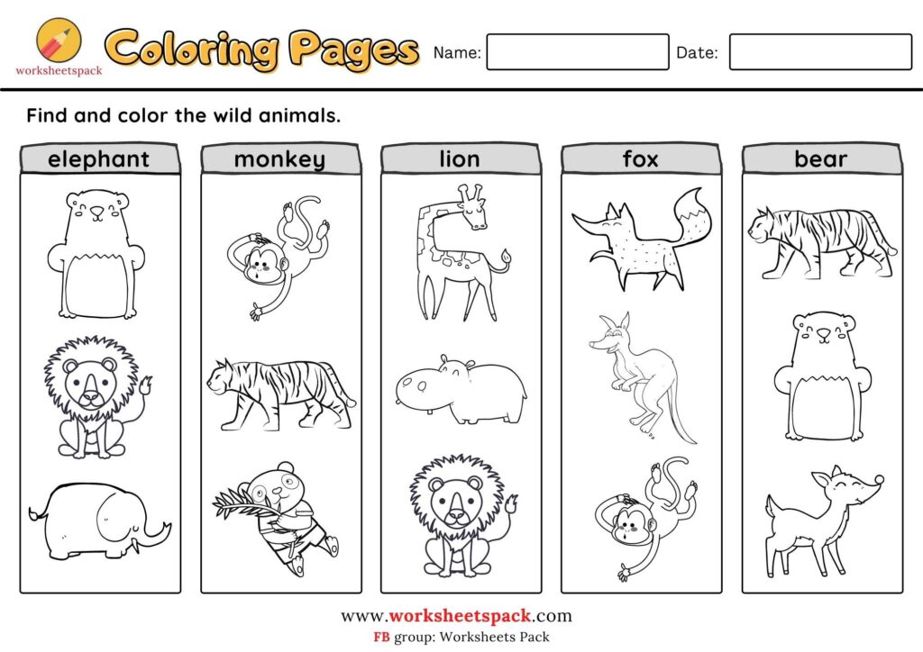 Wild Animal Coloring Sheets Free PDF