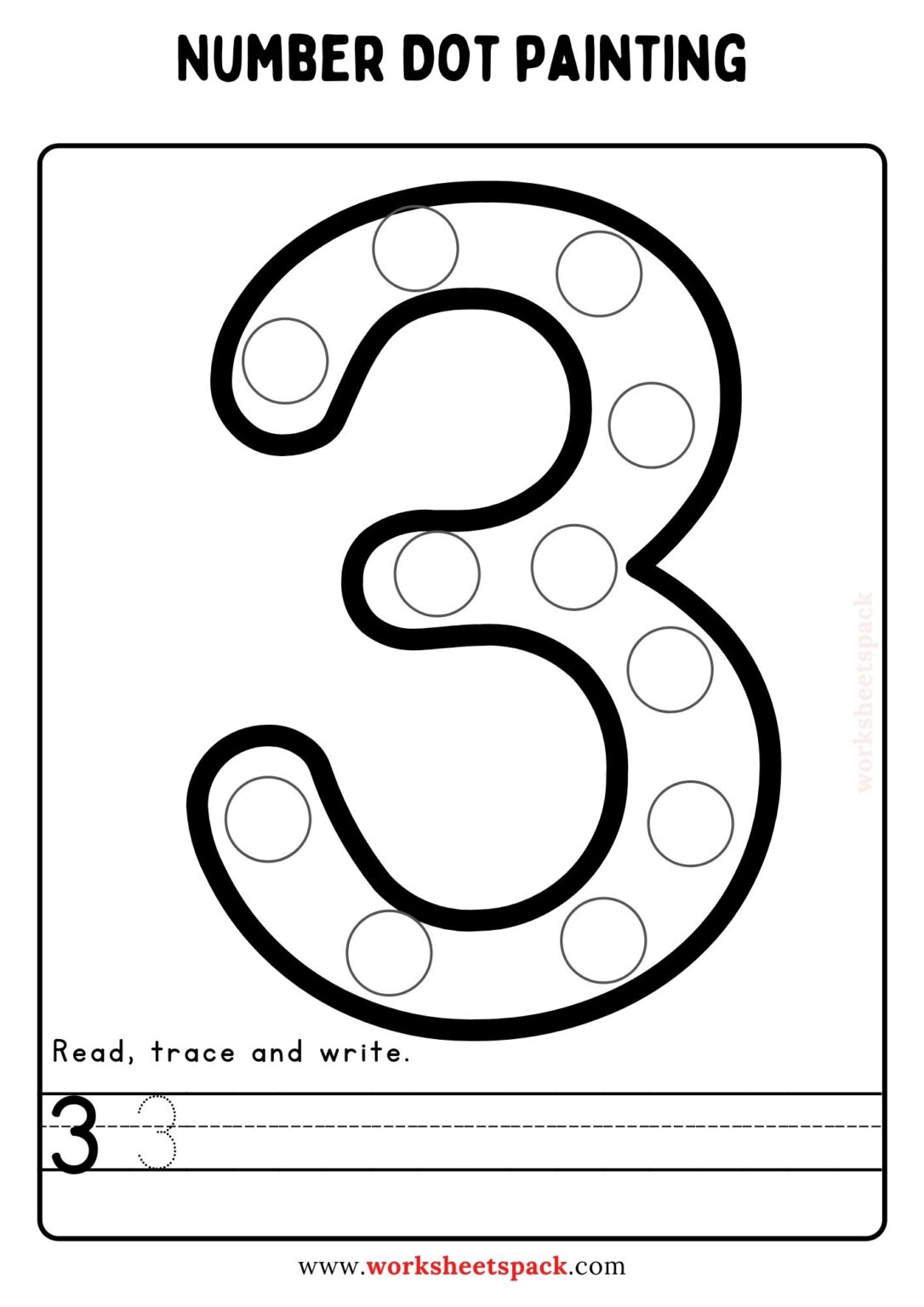 Free Number Dot Painting Worksheets 1-10 - worksheetspack