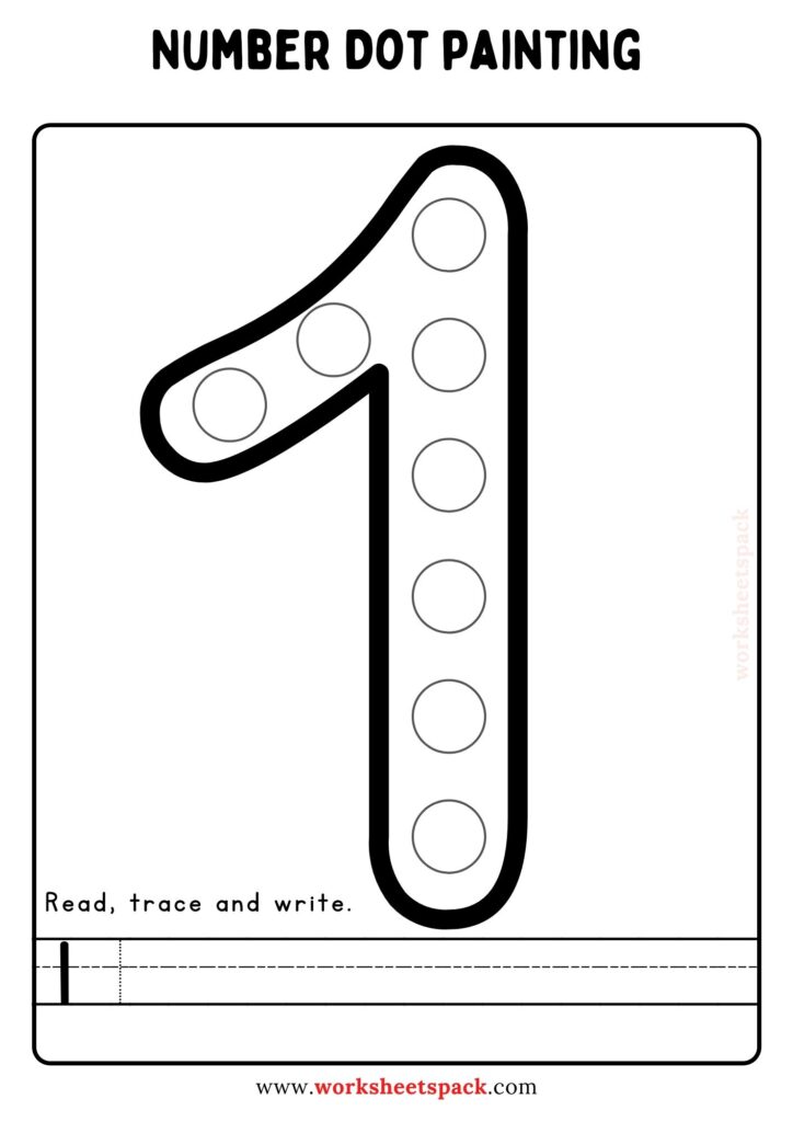 Free Number Dot Painting Worksheets 1-10