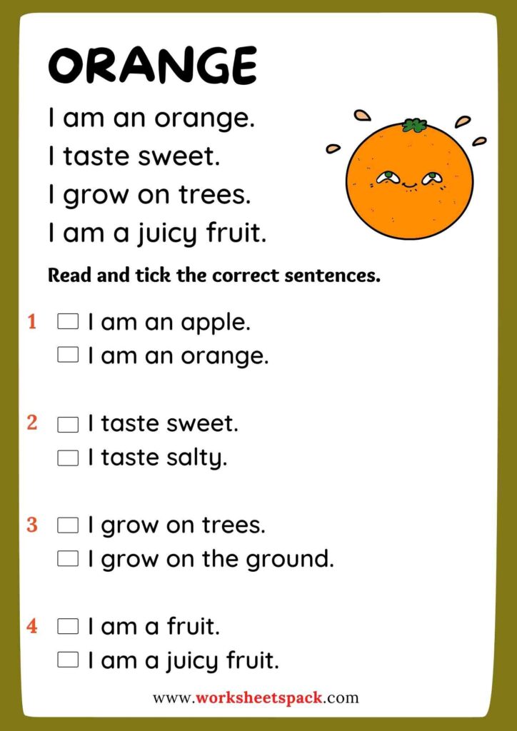 Fruit reading comprehension