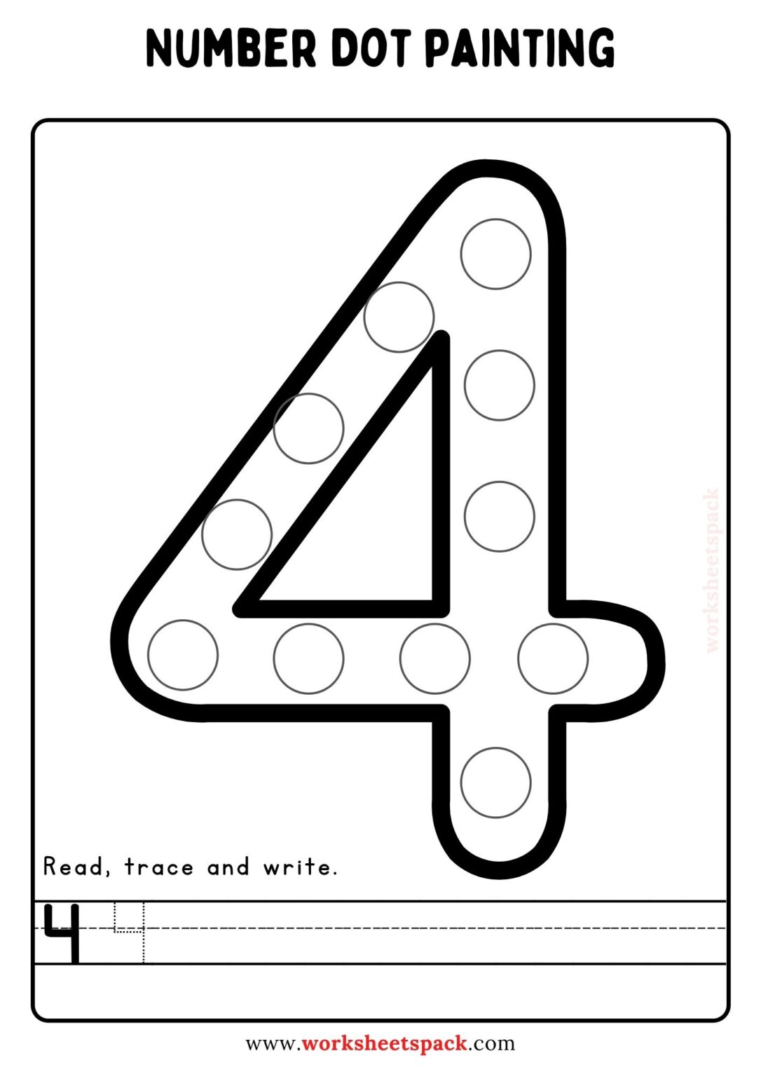 Free Number Dot Painting Worksheets 1-10 - worksheetspack