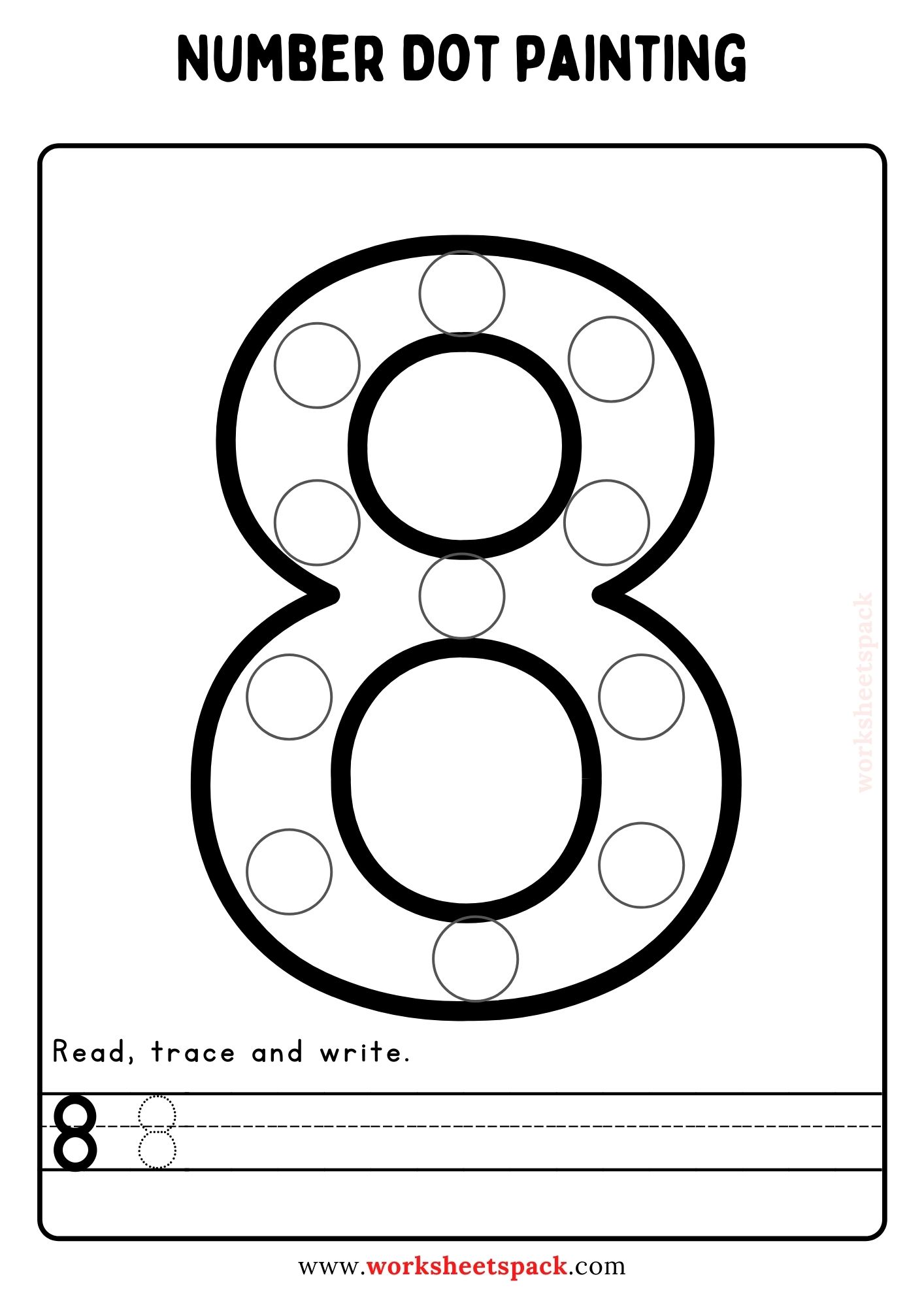 Free Number Dot Painting Worksheets 1-10 - Worksheetspack