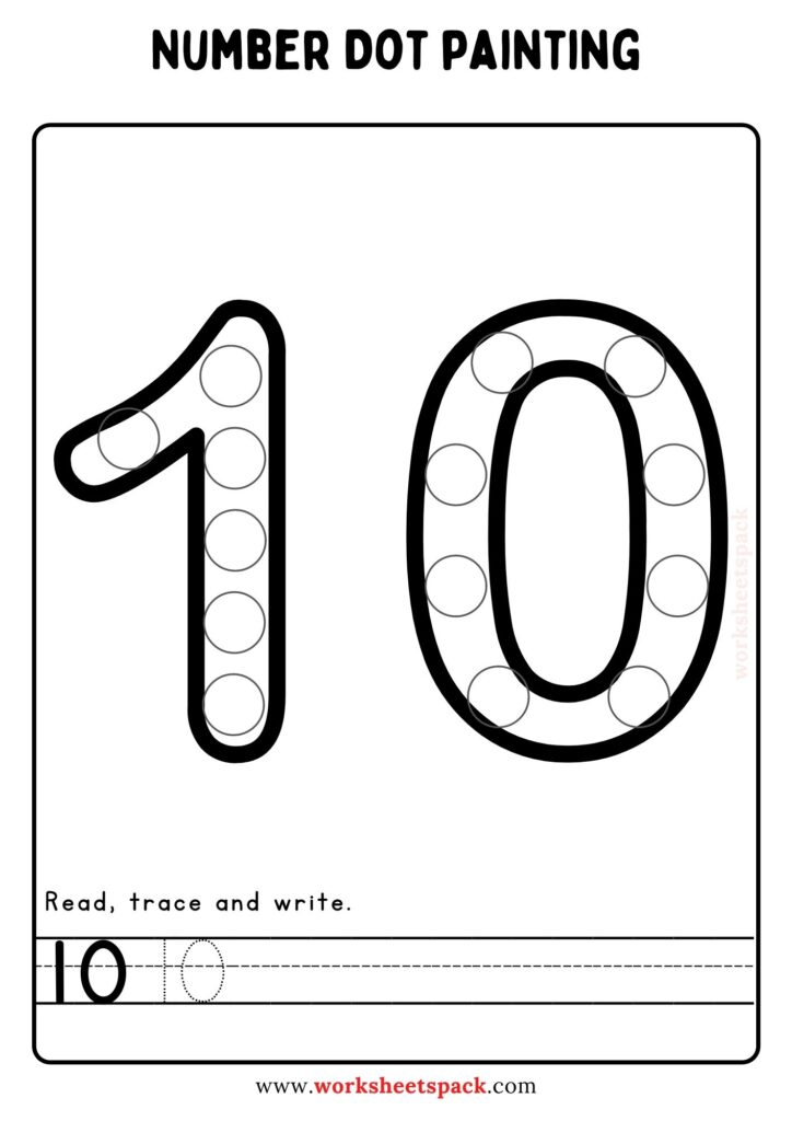 Numbers dots worksheets