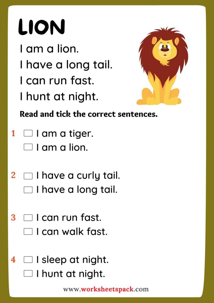 Reading comprehension about wild animals
