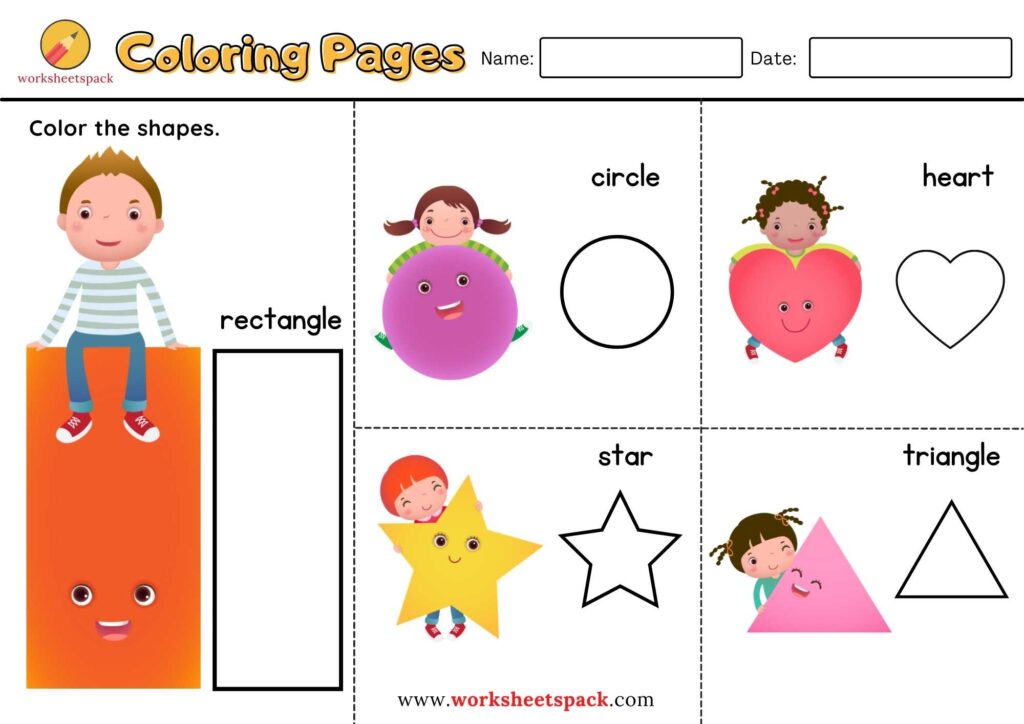 Shape coloring pages for kindergarten