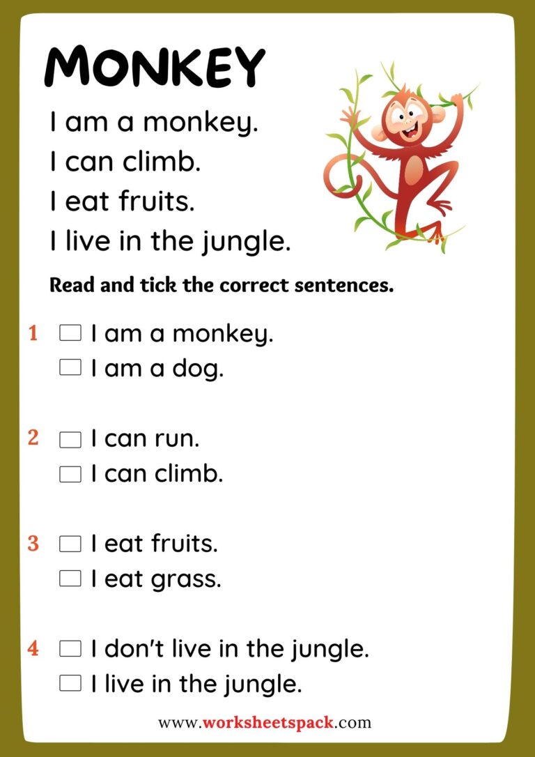 Wild animals reading comprehension PDF - worksheetspack