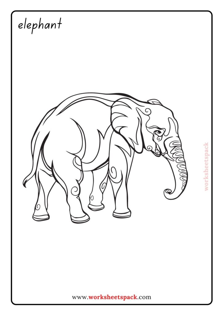 Zoo animal coloring pages for preschool elephant