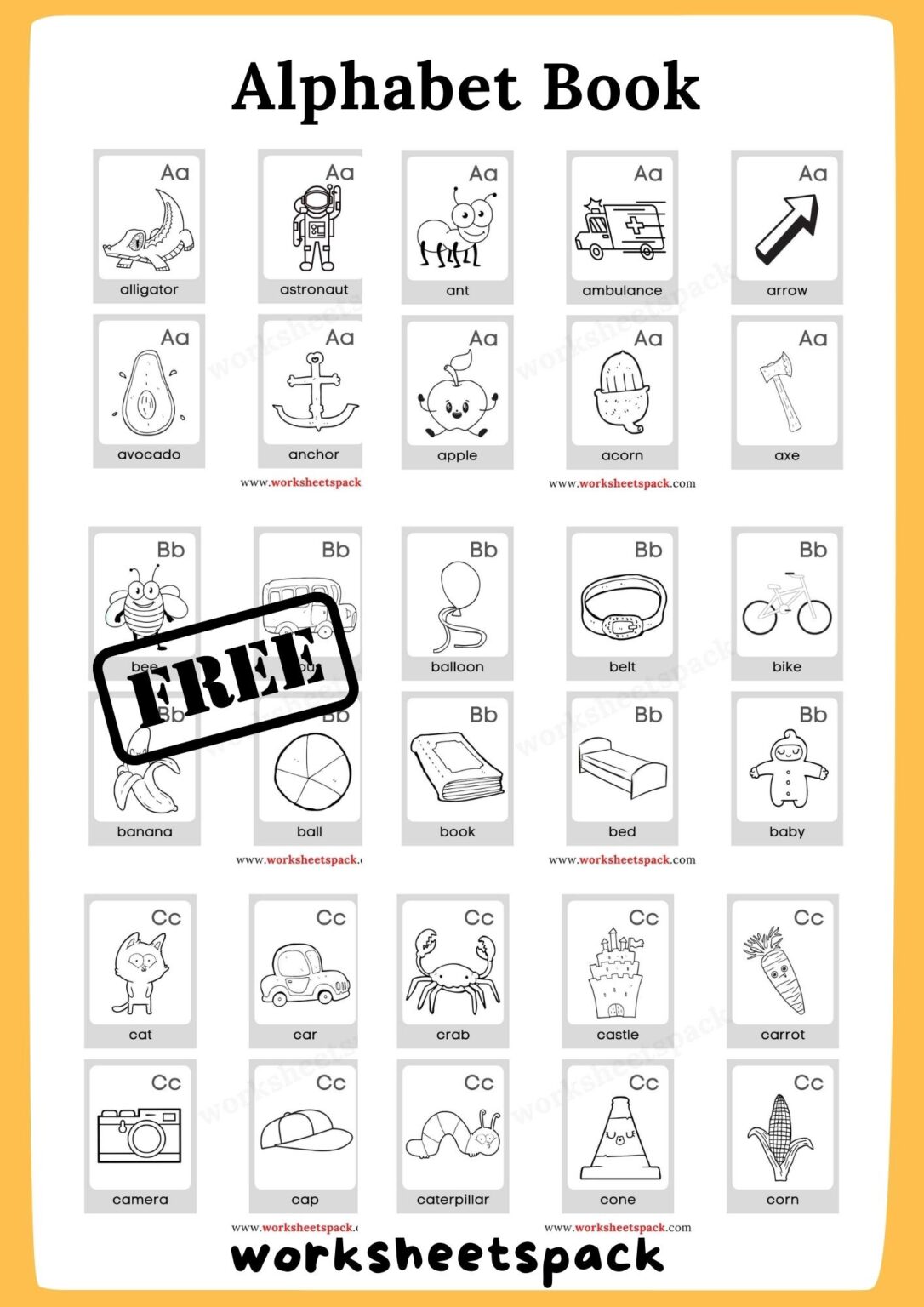 Alphabet Picture Dictionary Free PDF worksheetspack