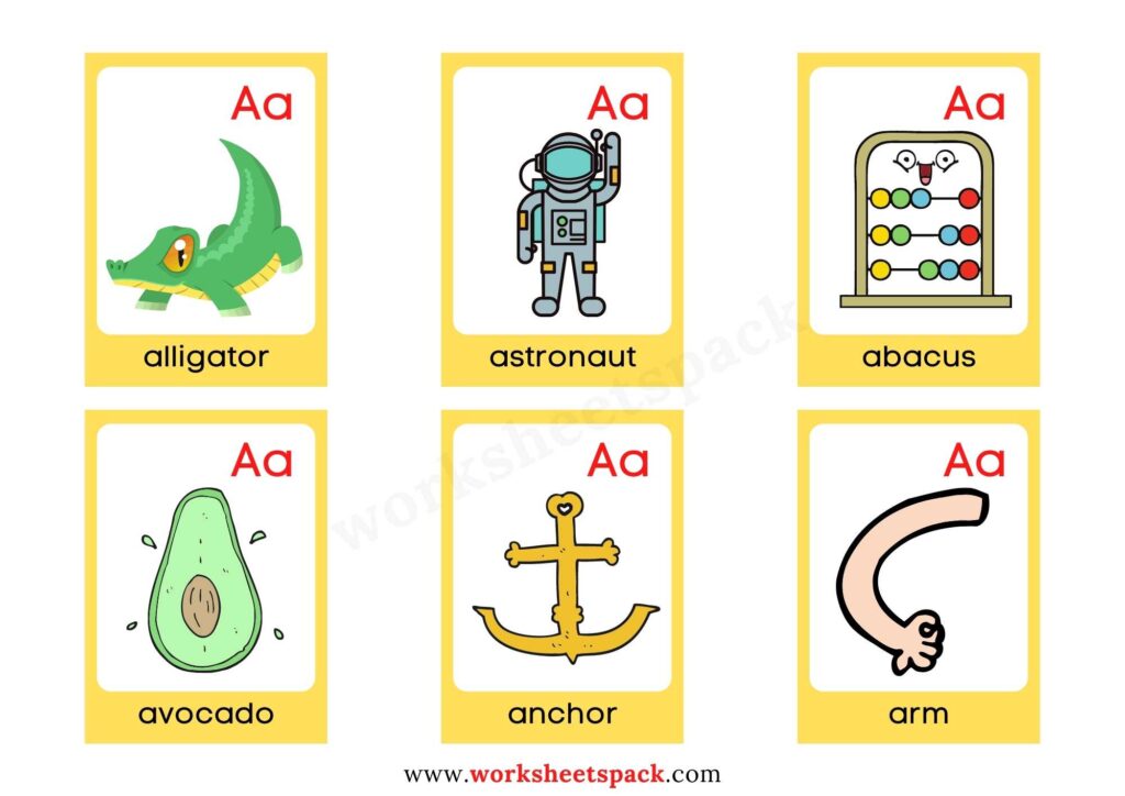 Alphabet Letters with Pictures Flashcards PDF
