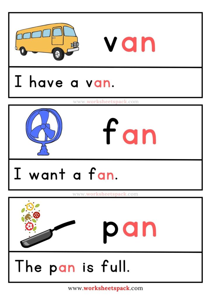 An Word Family Sentences for Kindergarten