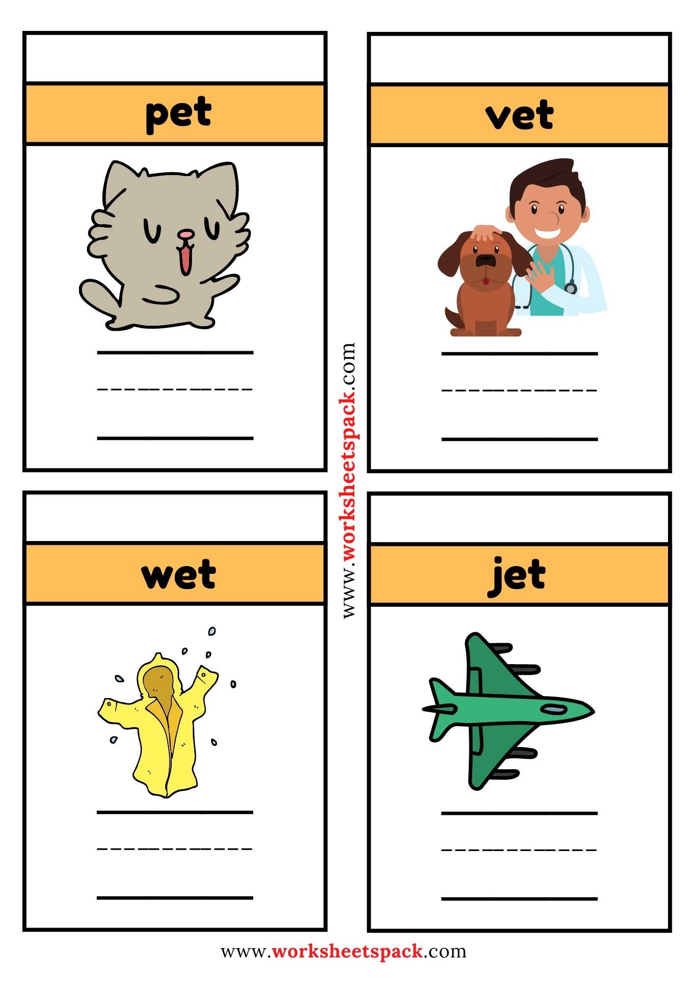 Trace and Write -et Words Free Printable - worksheetspack