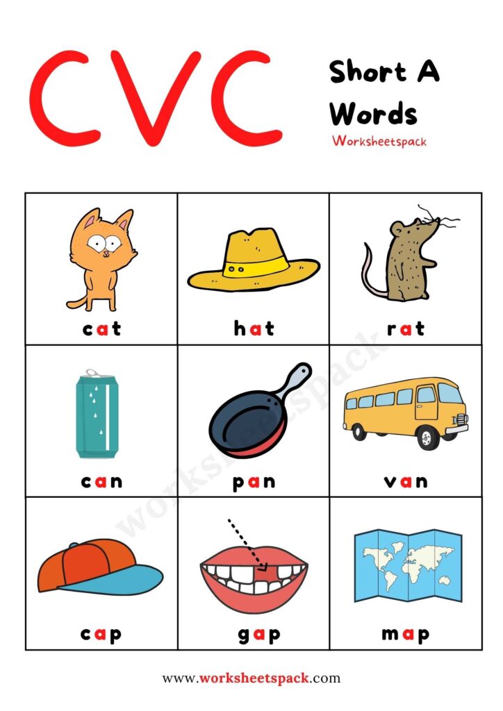 Free CVC Words With Pictures PDF Worksheetspack