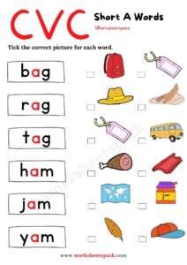Short A Worksheets for Kindergarten Free PDF - worksheetspack