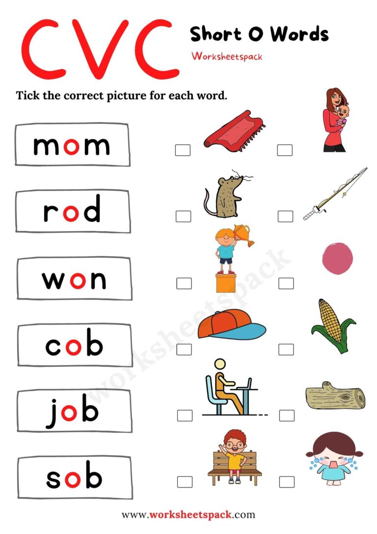 Free Short O Worksheets PDF - worksheetspack