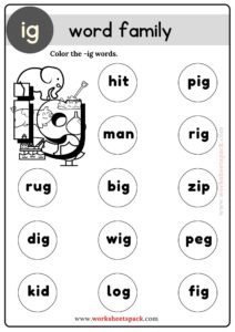 Free Ig Word Family Sentences - worksheetspack