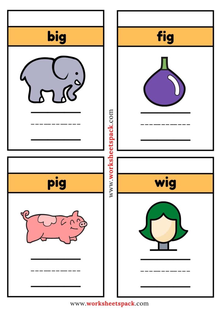 Ig Word Family Writing Activities