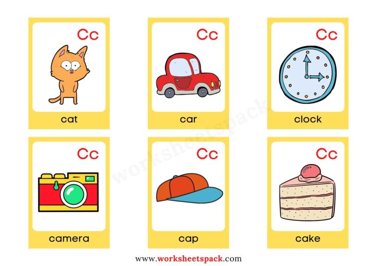 Alphabet Letters with Pictures Flashcards PDF - worksheetspack