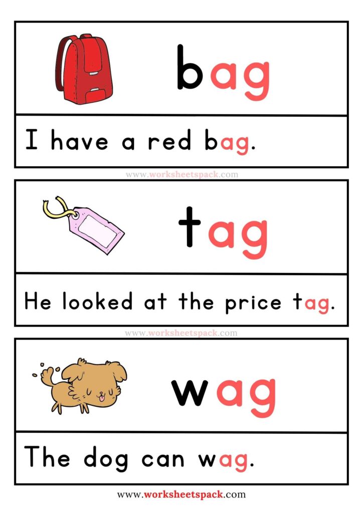 Sentences with -ag Words Free Printable