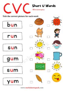 Free Short U Worksheets for Kindergarten - worksheetspack