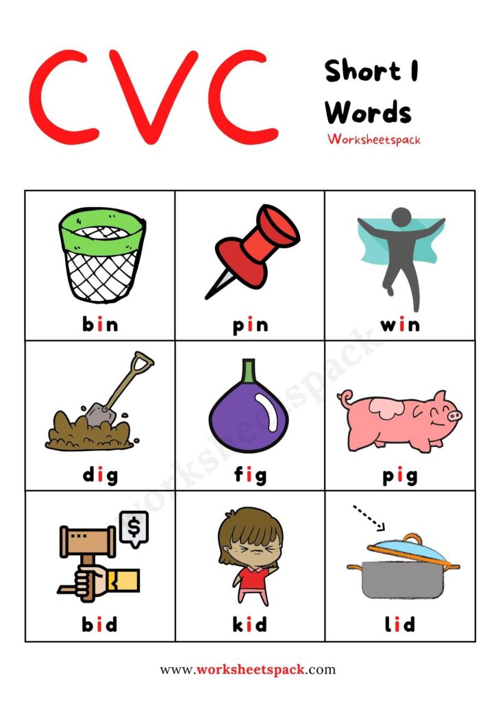 Short i CVC Words with Pictures