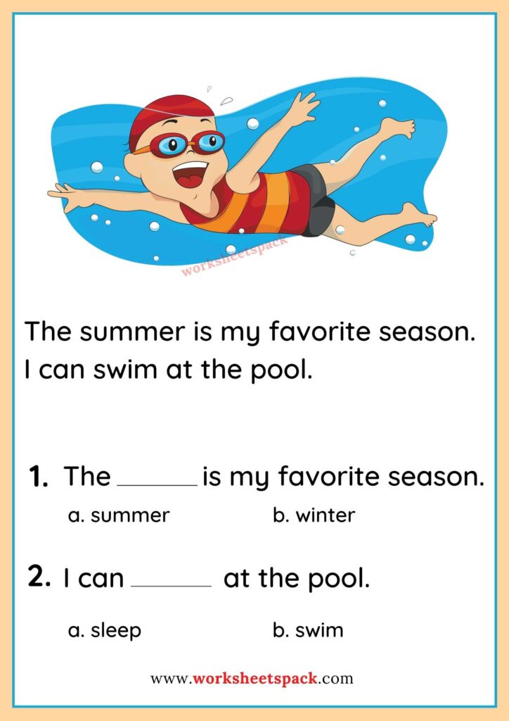 Summer Reading Comprehension Worksheets