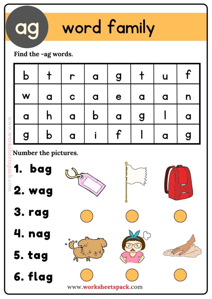 Word Family Ag Word Search