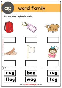 Free Ag Family Words with Pictures - worksheetspack