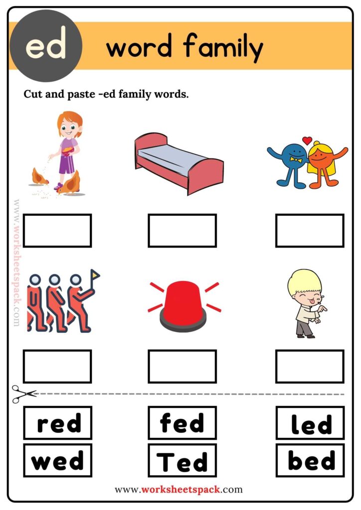 Cut and Paste -ed word family