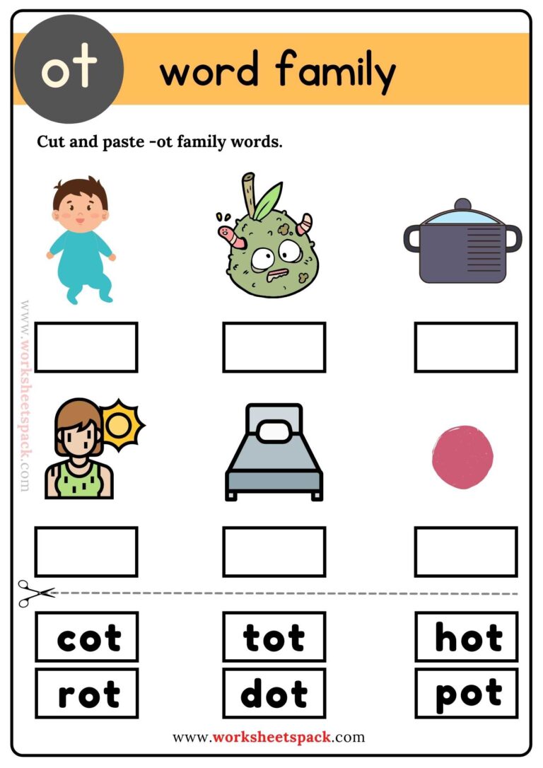 Ot Word Family Worksheets - worksheetspack