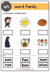 Un Word Family Coloring Sheets - worksheetspack