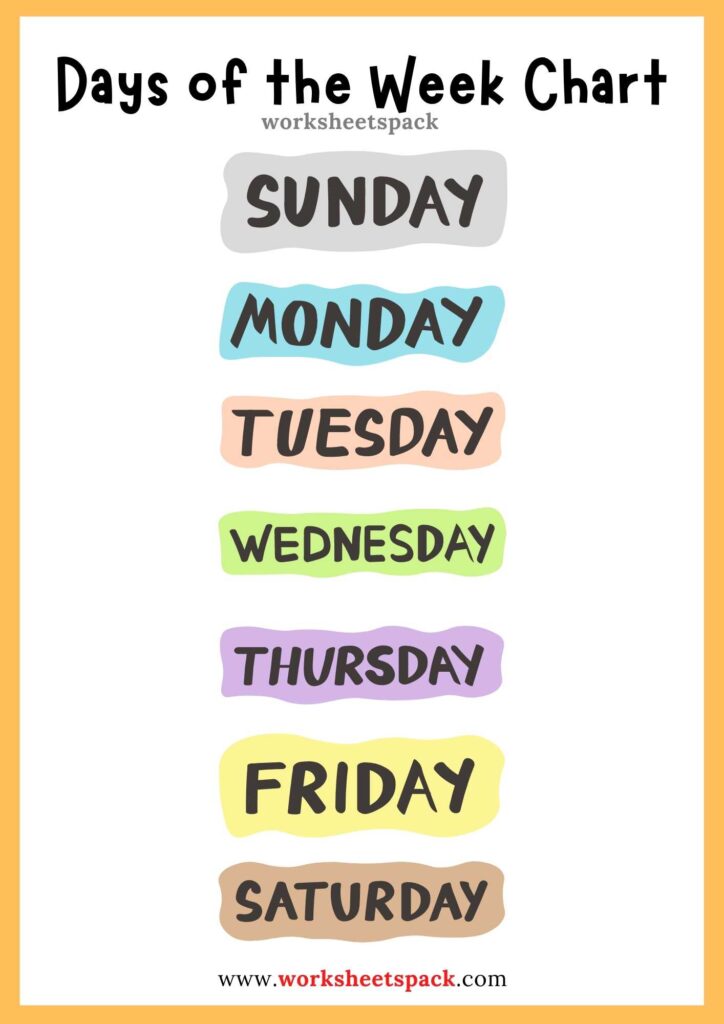 Days of the Week Chart Free PDF