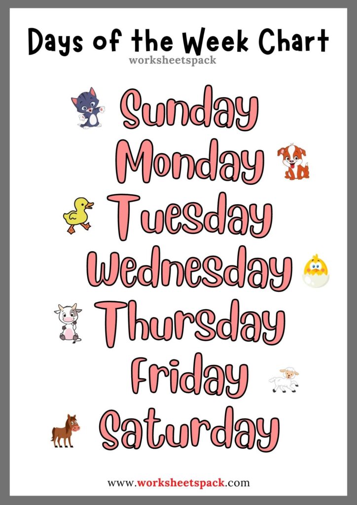 Days of the Week Chart Free Printable