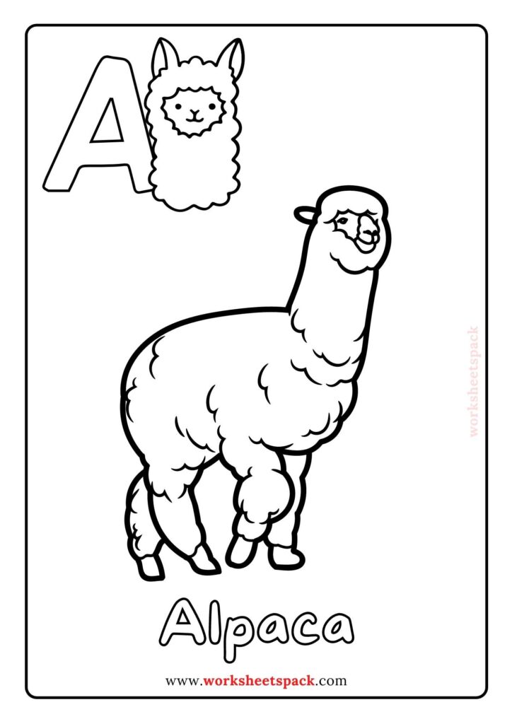 Free Animal Alphabet Coloring Pages PDF