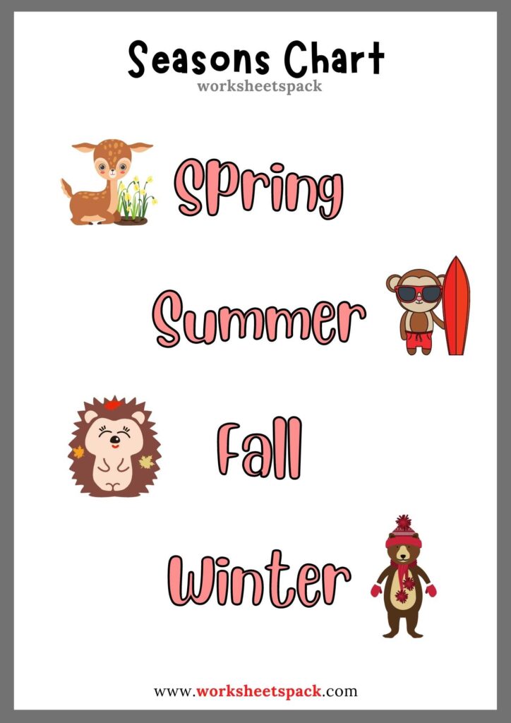 Free Printable Season Chart for Preschool