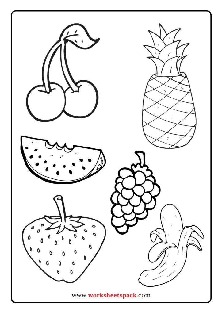 Free Summer Fruit Coloring Pages for Preschool