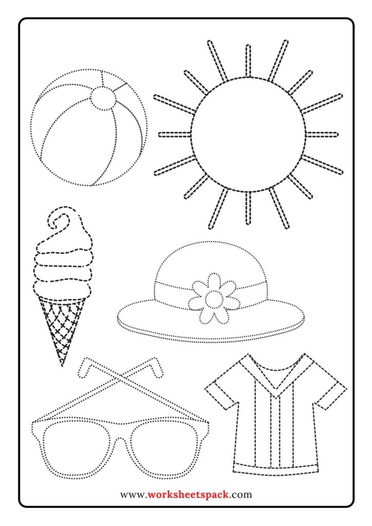 Free Summer Tracing Worksheets Pack