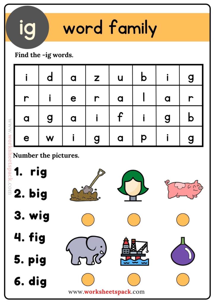 Ig Word Family Search Puzzle