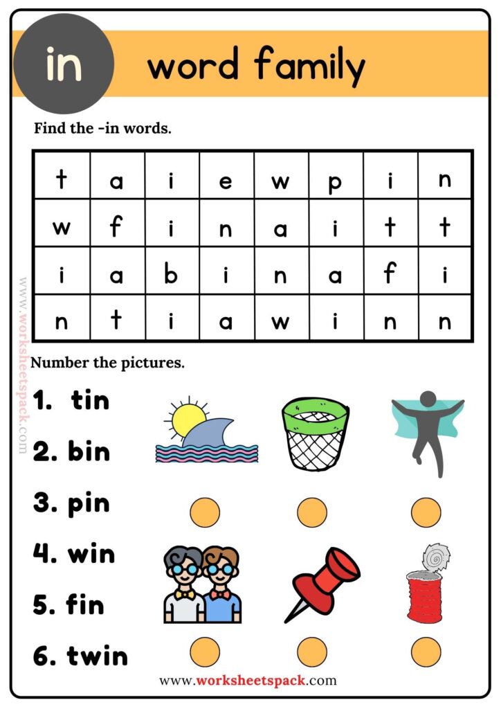 In Word Family Word Search Puzzle
