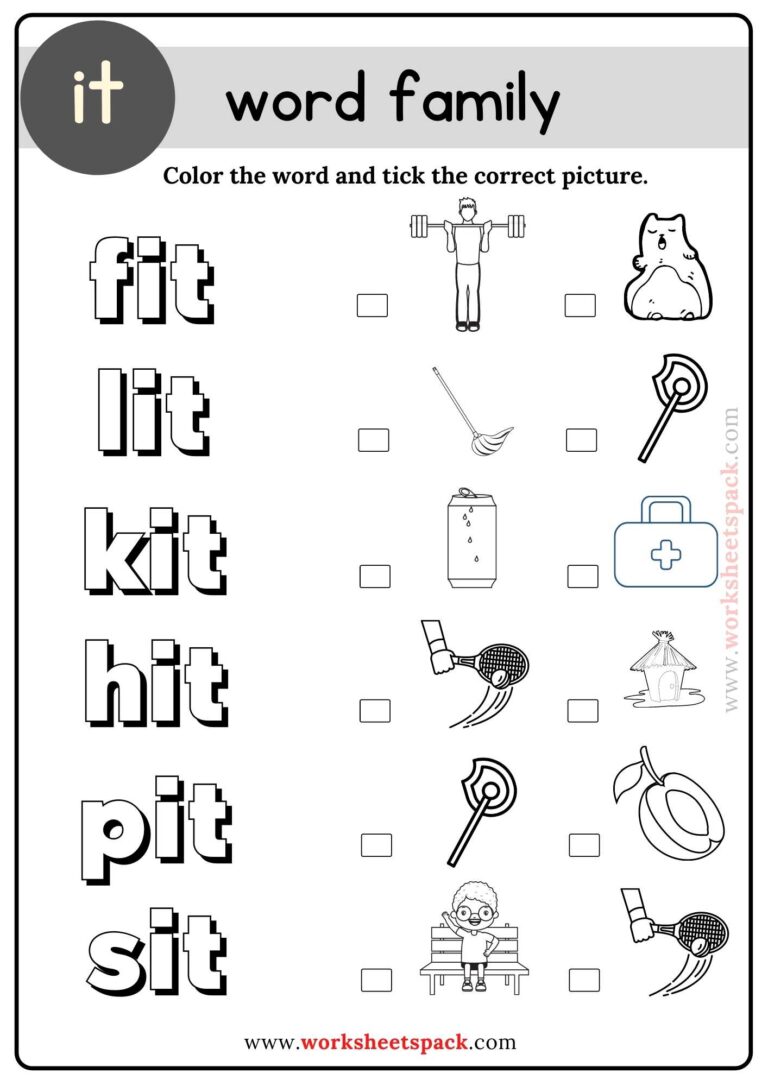 It Word Family Coloring Pages - worksheetspack