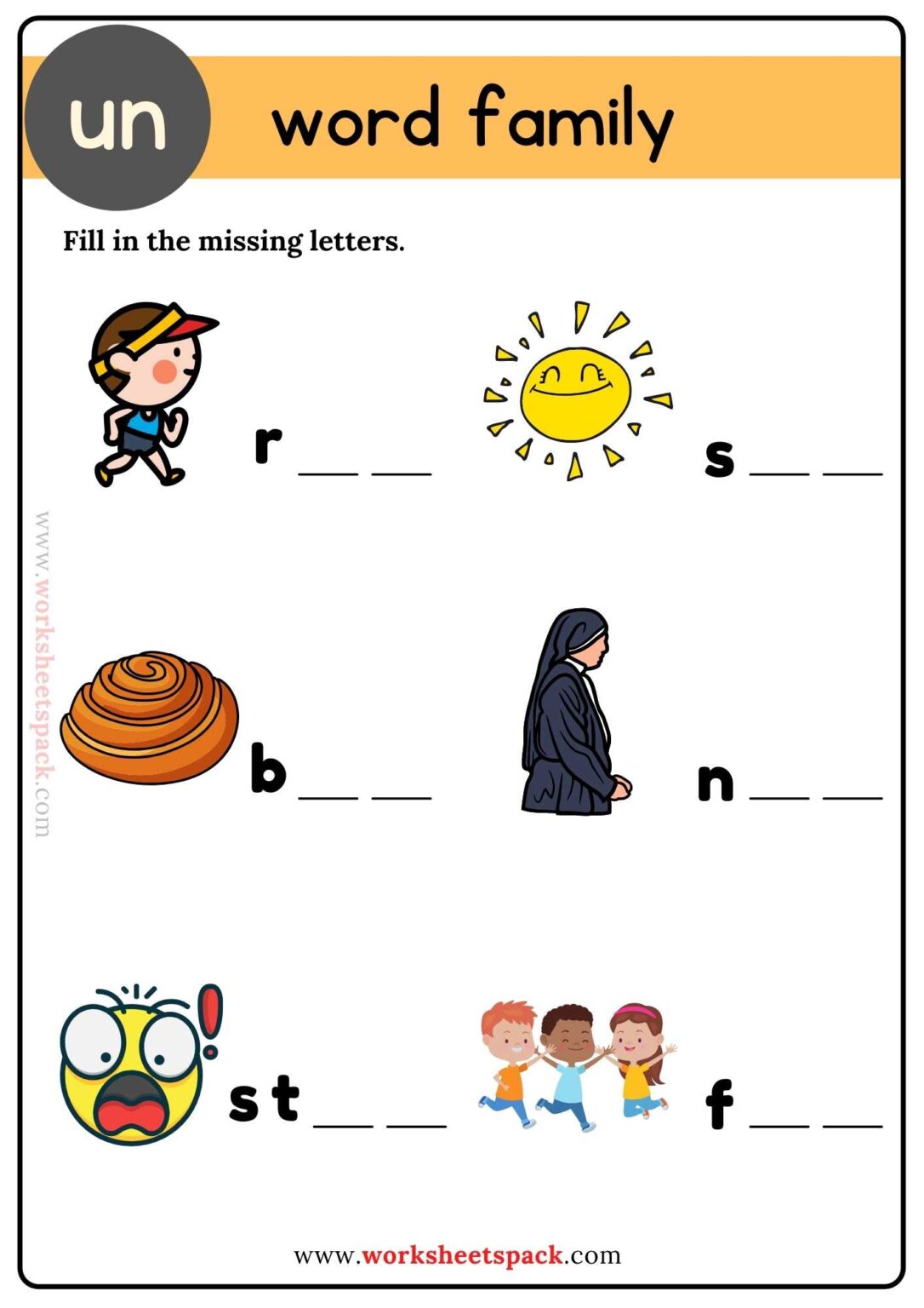 Free Un Word Family Matching Activity Worksheets - worksheetspack