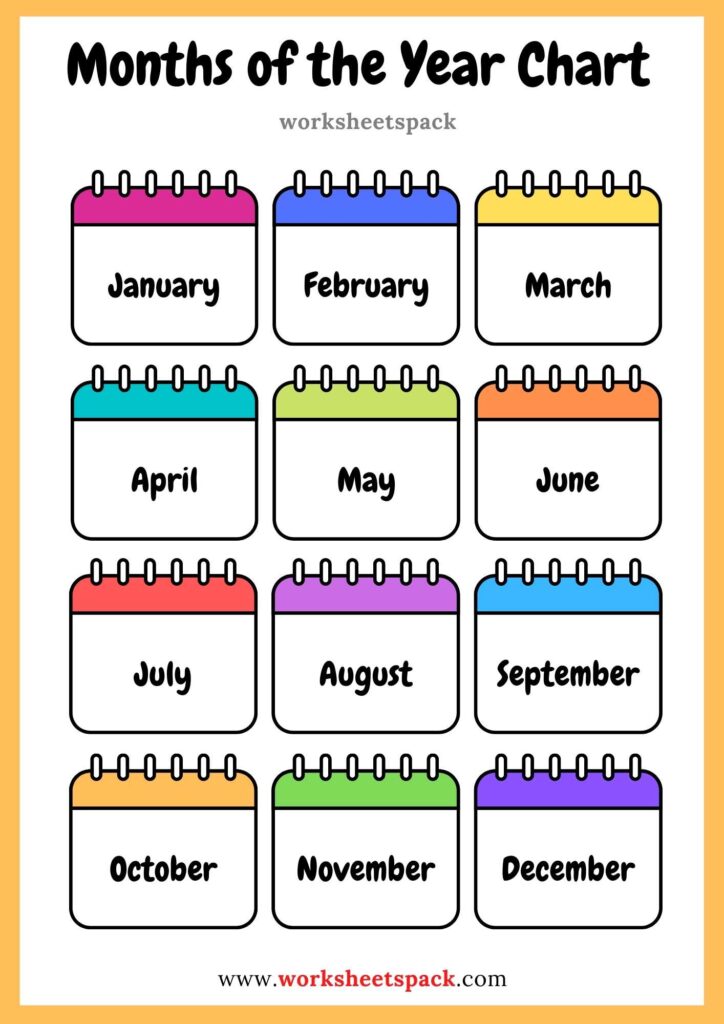 free printable months of the year chart