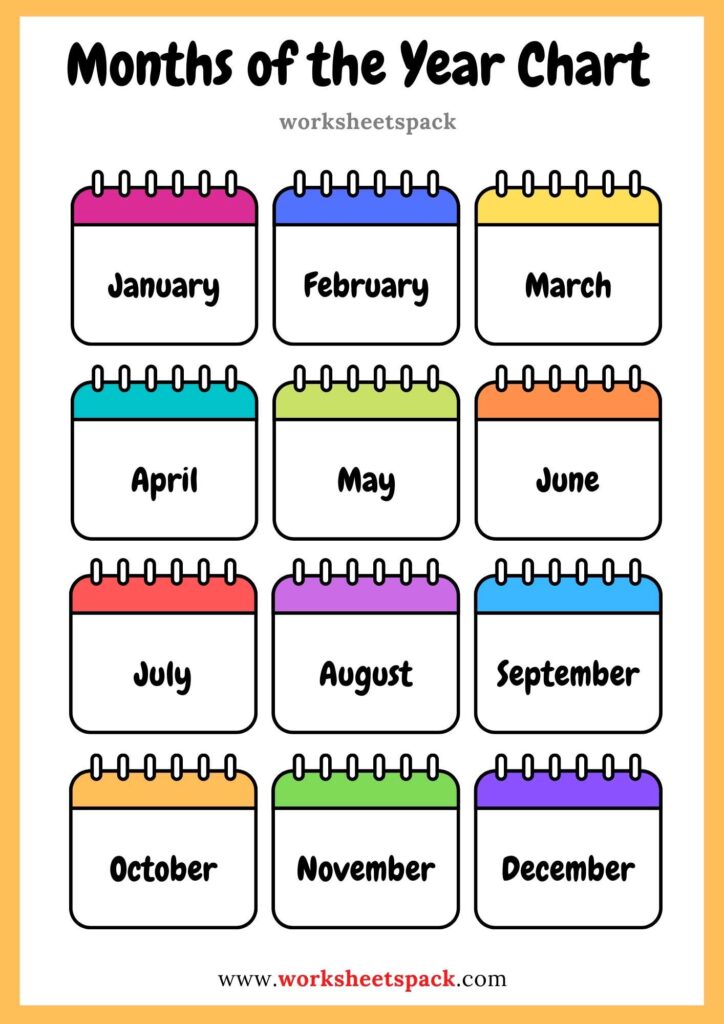 months of the year printables for kindergarten