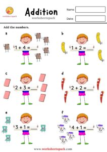 Preschool Addition Worksheets with Pictures