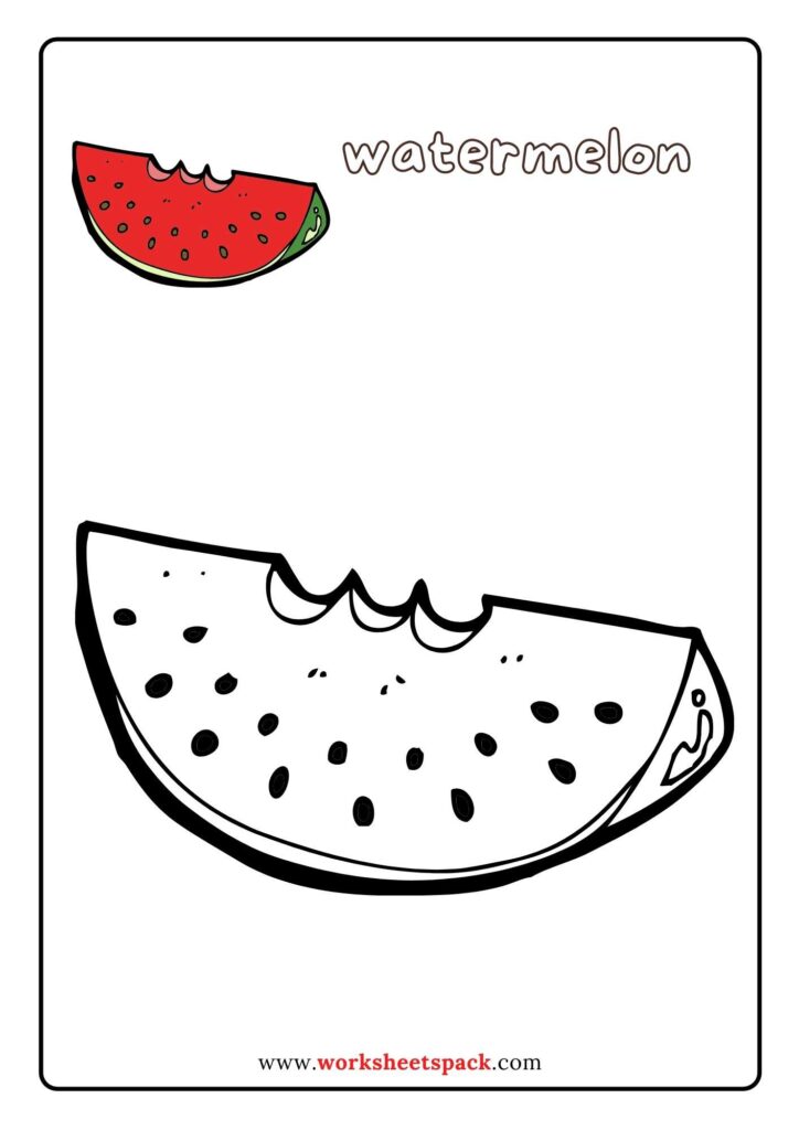 Summer Fruits Coloring Worksheets